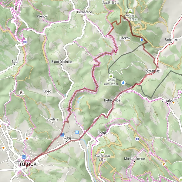 Map miniature of "Exploring the Countryside" cycling inspiration in Severovýchod, Czech Republic. Generated by Tarmacs.app cycling route planner