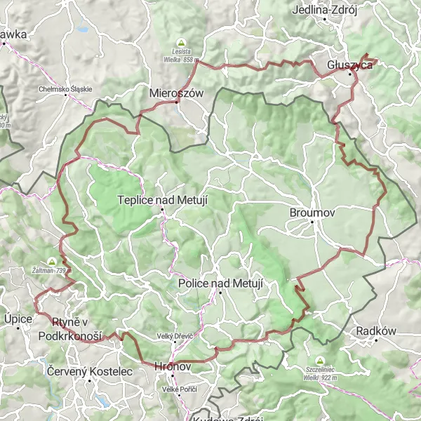 Karten-Miniaturansicht der Radinspiration "Natur pur: Fahrradtour durch idyllische Landschaften" in Severovýchod, Czech Republic. Erstellt vom Tarmacs.app-Routenplaner für Radtouren