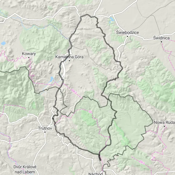 Miniaturní mapa "Výlet kolem Čertova kopce" inspirace pro cyklisty v oblasti Severovýchod, Czech Republic. Vytvořeno pomocí plánovače tras Tarmacs.app