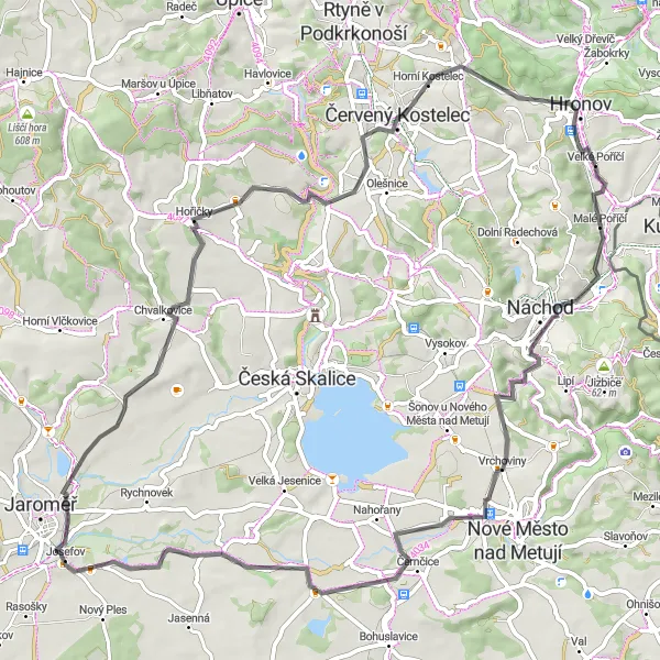 Map miniature of "A Ride Through Czech History" cycling inspiration in Severovýchod, Czech Republic. Generated by Tarmacs.app cycling route planner