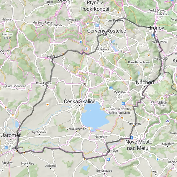 Mapa miniatúra "Trasa okolo Starého Města nad Metují" cyklistická inšpirácia v Severovýchod, Czech Republic. Vygenerované cyklistickým plánovačom trás Tarmacs.app