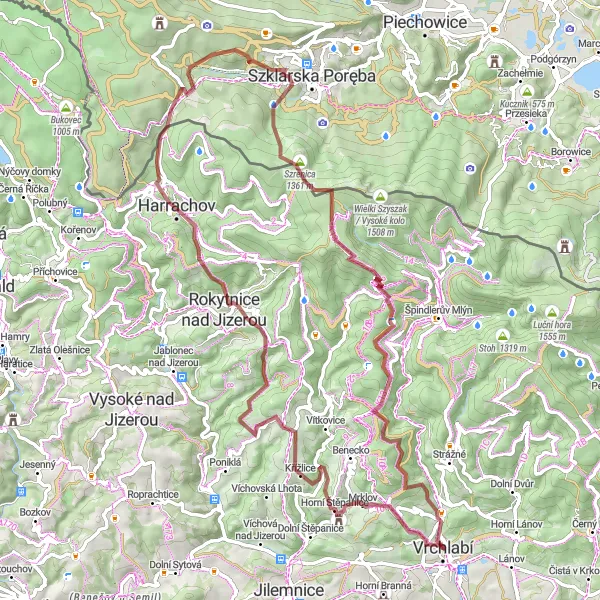 Map miniature of "Unforgettable Gravel Journey Through Stromkovice" cycling inspiration in Severovýchod, Czech Republic. Generated by Tarmacs.app cycling route planner