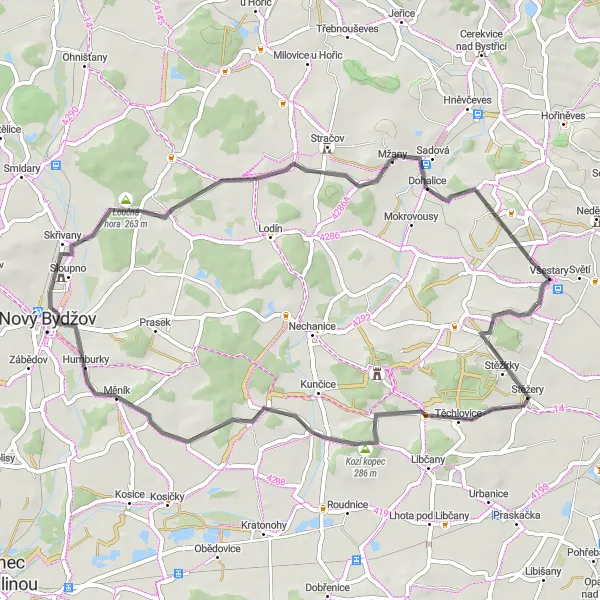 Map miniature of "Radíkovice Cycling Route" cycling inspiration in Severovýchod, Czech Republic. Generated by Tarmacs.app cycling route planner