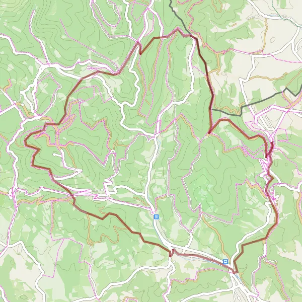 Mapa miniatúra "Gravel České hory okolo Žacléře" cyklistická inšpirácia v Severovýchod, Czech Republic. Vygenerované cyklistickým plánovačom trás Tarmacs.app