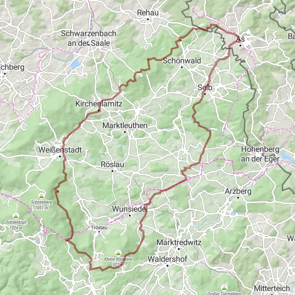 Mapa miniatúra "Trasa cez Wildenau a Kamenný hřbitovní most" cyklistická inšpirácia v Severozápad, Czech Republic. Vygenerované cyklistickým plánovačom trás Tarmacs.app