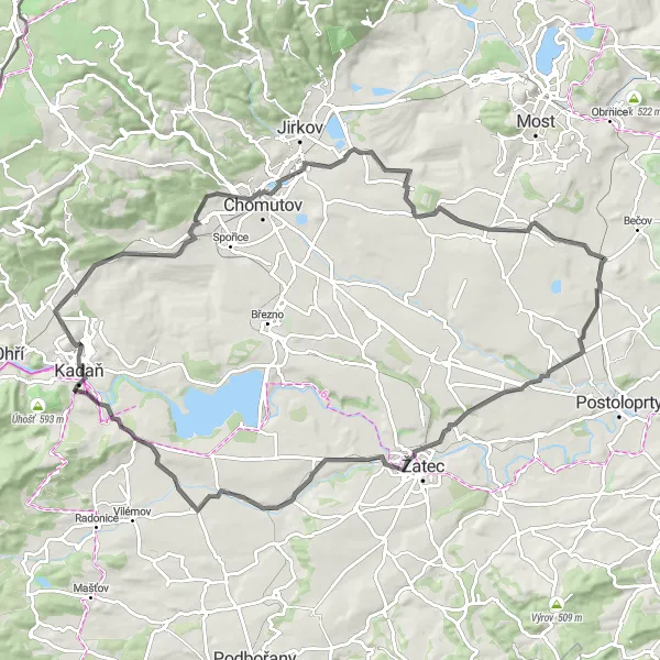 Map miniature of "Bohemian Hills" cycling inspiration in Severozápad, Czech Republic. Generated by Tarmacs.app cycling route planner