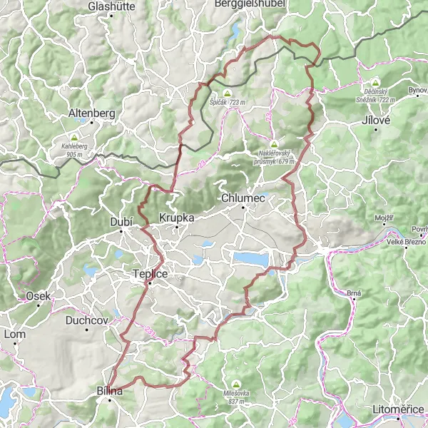 Miniatura mapy "Wyzwanie na górskiej trasie" - trasy rowerowej w Severozápad, Czech Republic. Wygenerowane przez planer tras rowerowych Tarmacs.app