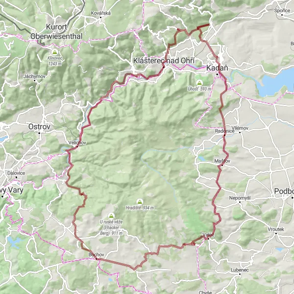 Miniaturní mapa "Gravel okruh Stružná - Vahaneč" inspirace pro cyklisty v oblasti Severozápad, Czech Republic. Vytvořeno pomocí plánovače tras Tarmacs.app