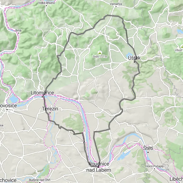 Karten-Miniaturansicht der Radinspiration "Abenteuerliche Radtour durch Nordwestböhmen" in Severozápad, Czech Republic. Erstellt vom Tarmacs.app-Routenplaner für Radtouren