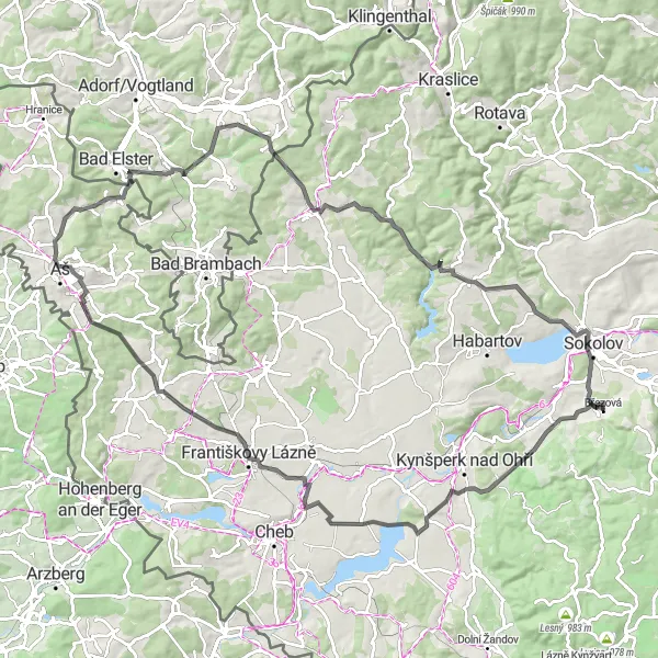 Karten-Miniaturansicht der Radinspiration "Road-Tour nach Zlatá" in Severozápad, Czech Republic. Erstellt vom Tarmacs.app-Routenplaner für Radtouren