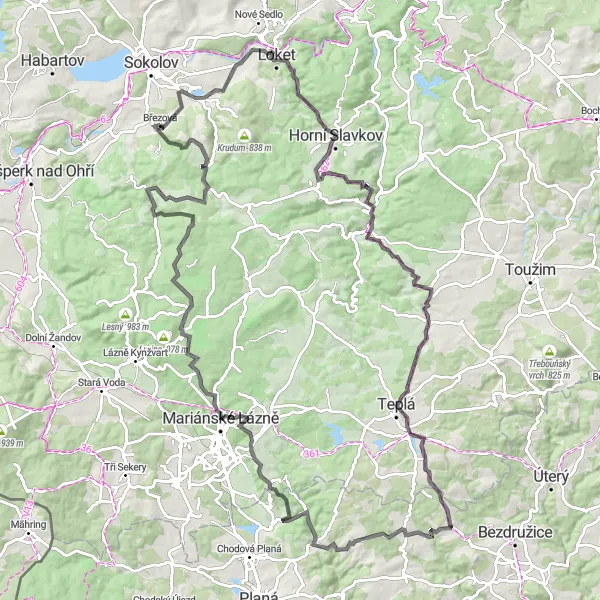 Miniatura mapy "Szlak Mariánsky" - trasy rowerowej w Severozápad, Czech Republic. Wygenerowane przez planer tras rowerowych Tarmacs.app