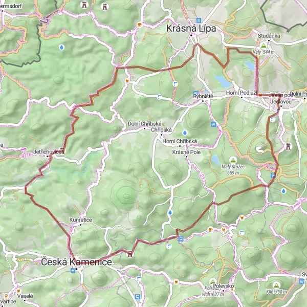 Karten-Miniaturansicht der Radinspiration "Entdecken Sie die Schönheit von Falkenštejn" in Severozápad, Czech Republic. Erstellt vom Tarmacs.app-Routenplaner für Radtouren