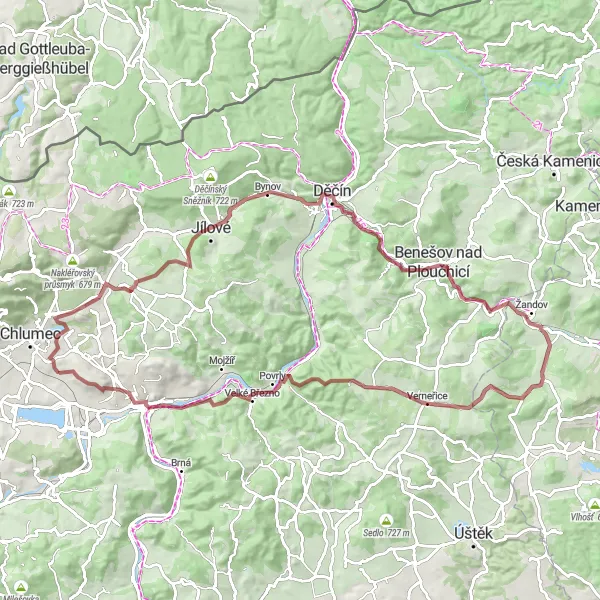 Map miniature of "The Gravel Adventure" cycling inspiration in Severozápad, Czech Republic. Generated by Tarmacs.app cycling route planner