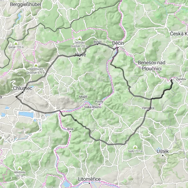 Mapa miniatúra "Okruh kolem Chlumce" cyklistická inšpirácia v Severozápad, Czech Republic. Vygenerované cyklistickým plánovačom trás Tarmacs.app