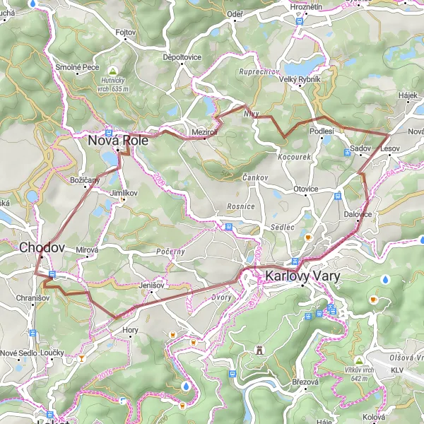 Map miniature of "Mezirolí and Dalovice Gravel Ride" cycling inspiration in Severozápad, Czech Republic. Generated by Tarmacs.app cycling route planner