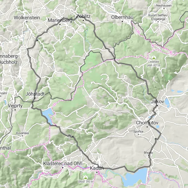 Map miniature of "Svatý vrch and Svatý vrch Road Adventure" cycling inspiration in Severozápad, Czech Republic. Generated by Tarmacs.app cycling route planner