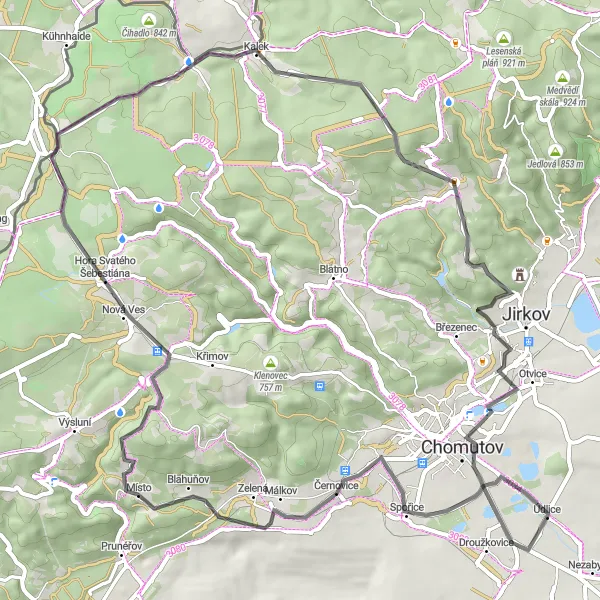 Miniaturní mapa "Cycling tour through the Czech countryside" inspirace pro cyklisty v oblasti Severozápad, Czech Republic. Vytvořeno pomocí plánovače tras Tarmacs.app