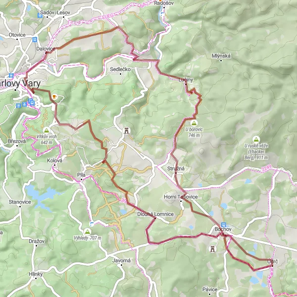 Map miniature of "The Gravel Adventure" cycling inspiration in Severozápad, Czech Republic. Generated by Tarmacs.app cycling route planner