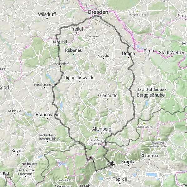 Miniatura mapy "Wyzwanie Górskie Trasy przez Nové Město do Dubí" - trasy rowerowej w Severozápad, Czech Republic. Wygenerowane przez planer tras rowerowych Tarmacs.app