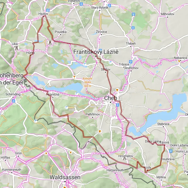 Map miniature of "Countryside Glimpses and Vlastislav" cycling inspiration in Severozápad, Czech Republic. Generated by Tarmacs.app cycling route planner