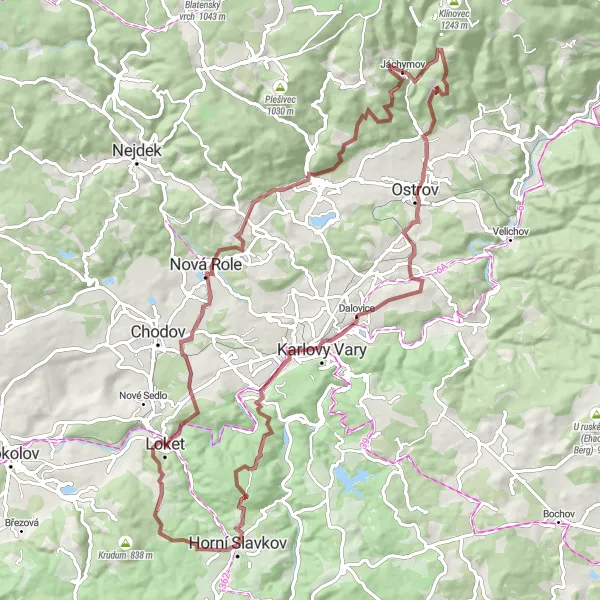 Mapa miniatúra "Gravel Přírodními rezervacemi" cyklistická inšpirácia v Severozápad, Czech Republic. Vygenerované cyklistickým plánovačom trás Tarmacs.app