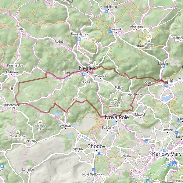 Map miniature of "Tranquil Nature Escape through Tatrovice" cycling inspiration in Severozápad, Czech Republic. Generated by Tarmacs.app cycling route planner