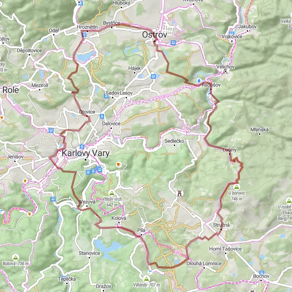 Map miniature of "Gravel Route to Stružná" cycling inspiration in Severozápad, Czech Republic. Generated by Tarmacs.app cycling route planner