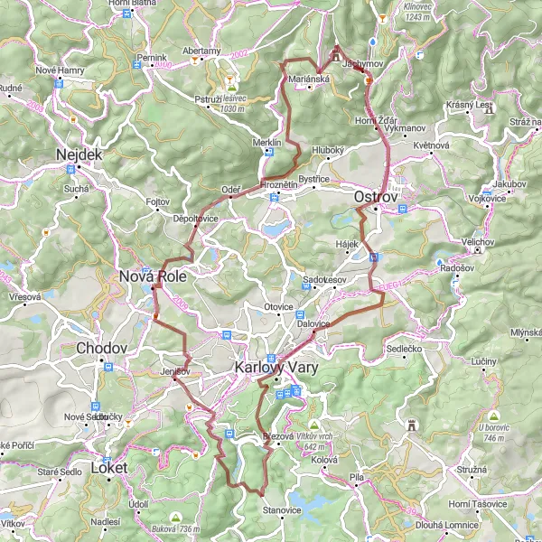 Map miniature of "Discover the Ore Mountains Gravel Route" cycling inspiration in Severozápad, Czech Republic. Generated by Tarmacs.app cycling route planner