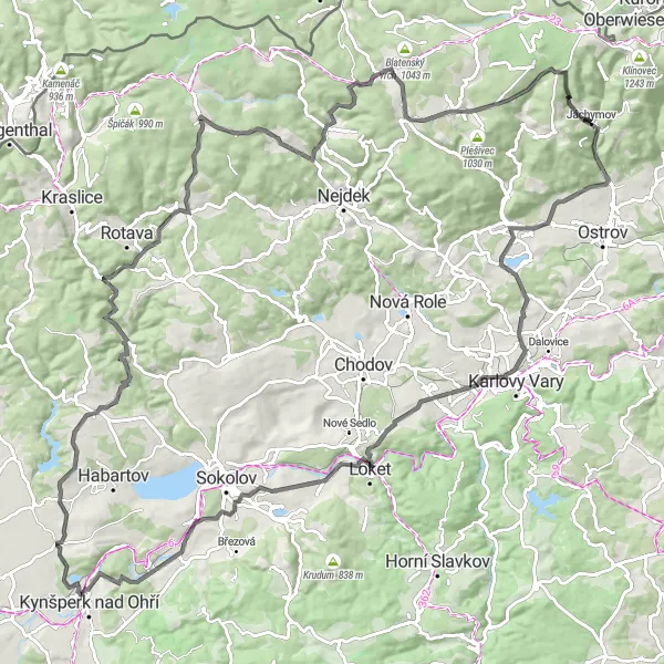 Karten-Miniaturansicht der Radinspiration "Panoramastraße des Erzgebirges" in Severozápad, Czech Republic. Erstellt vom Tarmacs.app-Routenplaner für Radtouren