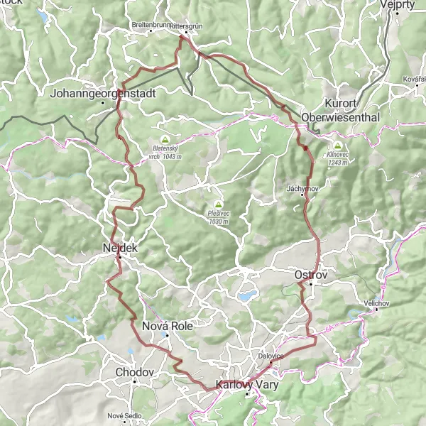 Map miniature of "Discovering the Natural Beauty of Jimlíkov" cycling inspiration in Severozápad, Czech Republic. Generated by Tarmacs.app cycling route planner