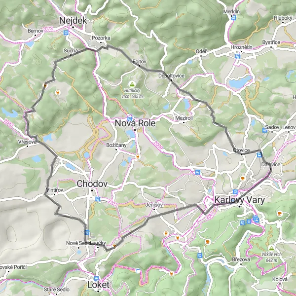 Map miniature of "A Scenic Ride to Černava" cycling inspiration in Severozápad, Czech Republic. Generated by Tarmacs.app cycling route planner