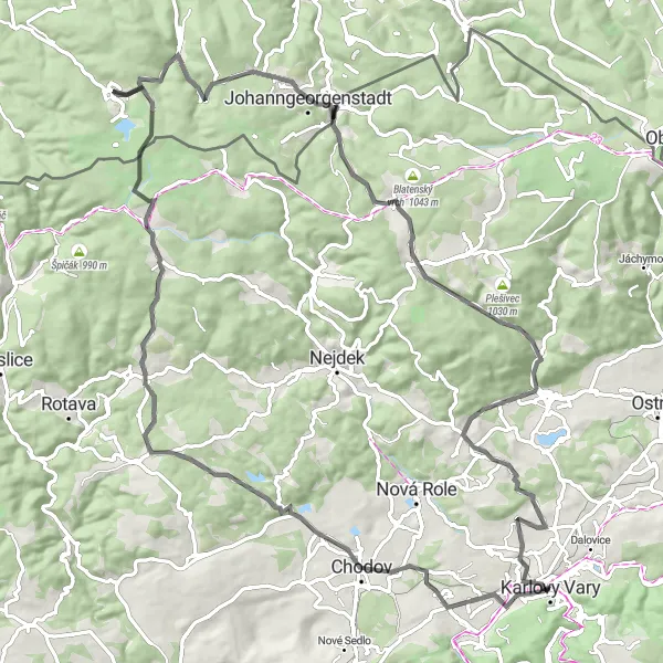 Mapa miniatúra "Panoramatický okruh cez Větrník" cyklistická inšpirácia v Severozápad, Czech Republic. Vygenerované cyklistickým plánovačom trás Tarmacs.app