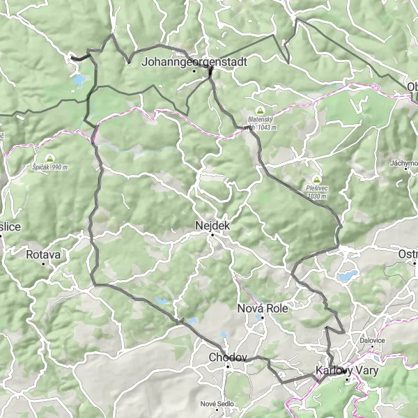 Map miniature of "Gentle Hills and Beautiful Landscapes" cycling inspiration in Severozápad, Czech Republic. Generated by Tarmacs.app cycling route planner