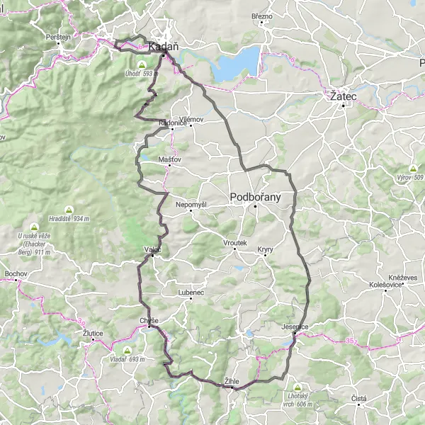 Mapa miniatúra "Cyklostezka přes Pokutice a Chyše" cyklistická inšpirácia v Severozápad, Czech Republic. Vygenerované cyklistickým plánovačom trás Tarmacs.app