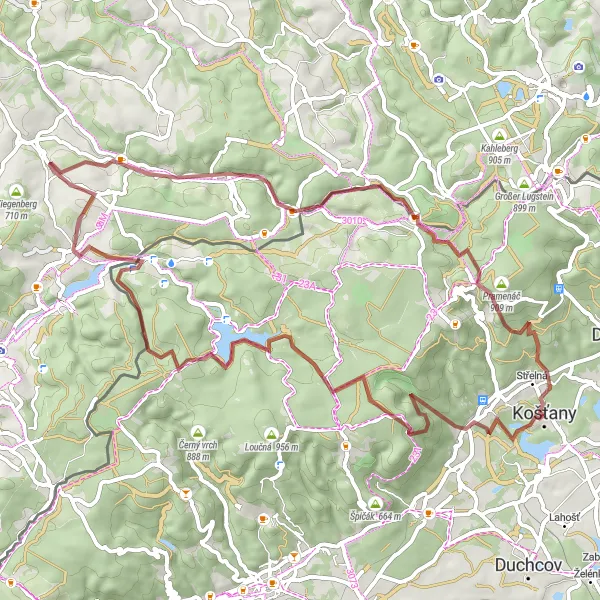 Miniaturní mapa "Lesními pěšinami kolem Křižanova" inspirace pro cyklisty v oblasti Severozápad, Czech Republic. Vytvořeno pomocí plánovače tras Tarmacs.app