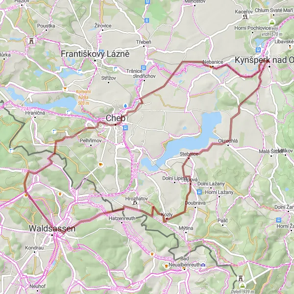 Map miniature of "Kynšperk nad Ohří - Mostov Round-trip" cycling inspiration in Severozápad, Czech Republic. Generated by Tarmacs.app cycling route planner
