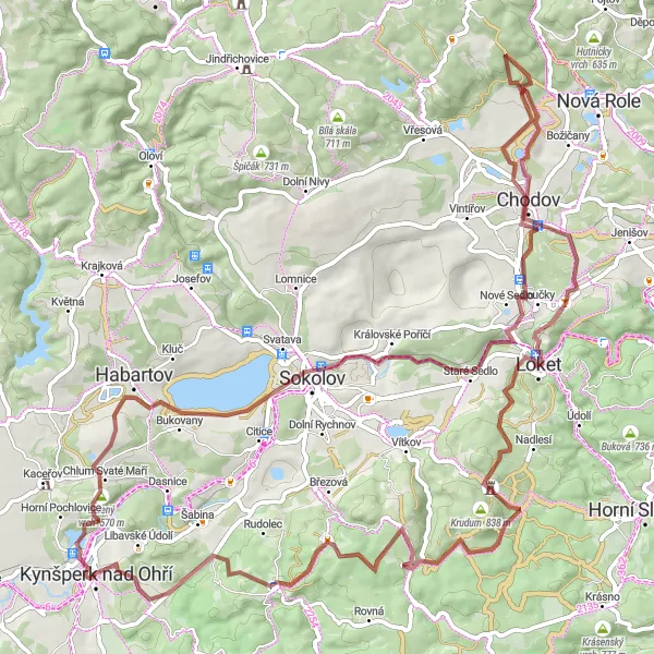 Mapa miniatúra "Cyklovýlet kolem historických památek a vyhlídek" cyklistická inšpirácia v Severozápad, Czech Republic. Vygenerované cyklistickým plánovačom trás Tarmacs.app