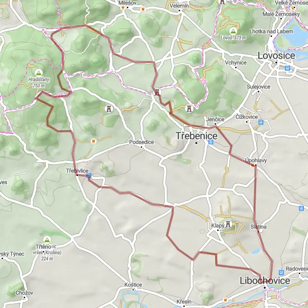 Miniatura mapy "Trasa Gravel do Lkáně" - trasy rowerowej w Severozápad, Czech Republic. Wygenerowane przez planer tras rowerowych Tarmacs.app