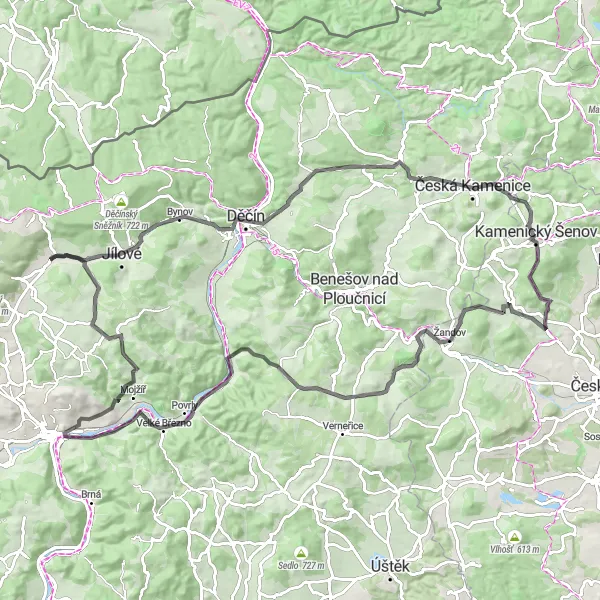 Mapa miniatúra "Cyklotrasa kolem České Kamenice a Mariánského vrchu" cyklistická inšpirácia v Severozápad, Czech Republic. Vygenerované cyklistickým plánovačom trás Tarmacs.app