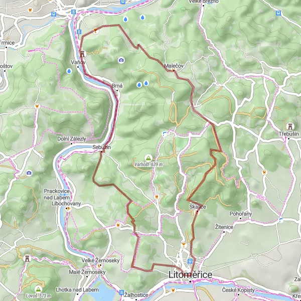 Map miniature of "Bídnice and Skalice Gravel Route" cycling inspiration in Severozápad, Czech Republic. Generated by Tarmacs.app cycling route planner