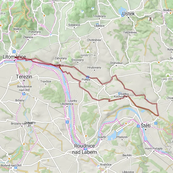 Miniatura mapy "Trasa Gravel Litoměřice-Malešov-Dobre-Cheese-Tour" - trasy rowerowej w Severozápad, Czech Republic. Wygenerowane przez planer tras rowerowych Tarmacs.app