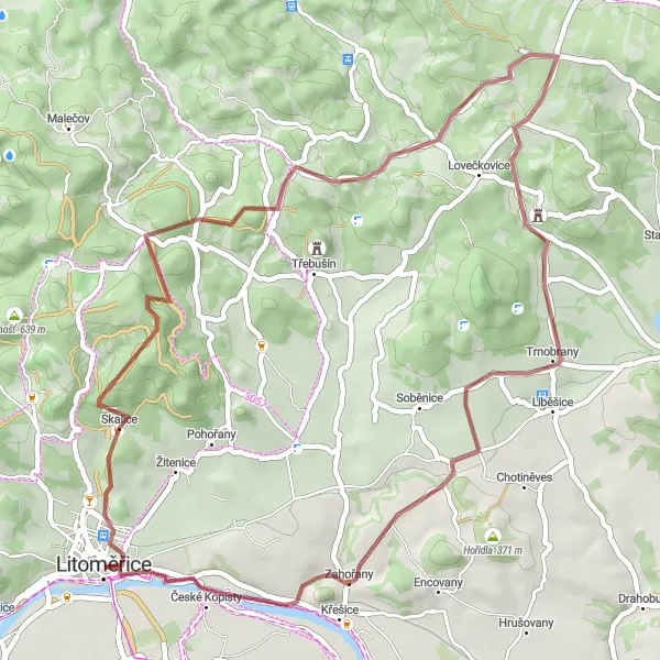 Map miniature of "Scenic Countryside Gravel Circuit" cycling inspiration in Severozápad, Czech Republic. Generated by Tarmacs.app cycling route planner