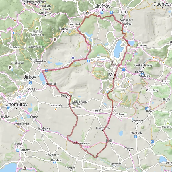 Miniaturní mapa "Gravelová cesta Louka u Litvínova - Hamr" inspirace pro cyklisty v oblasti Severozápad, Czech Republic. Vytvořeno pomocí plánovače tras Tarmacs.app