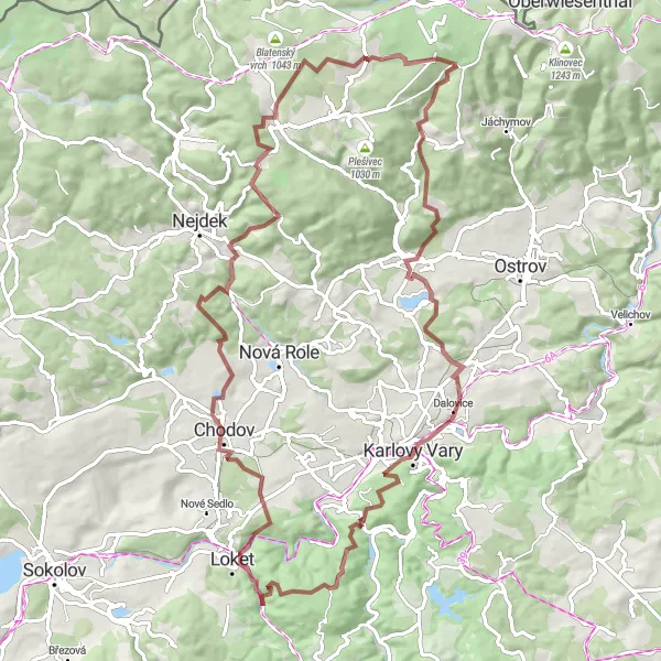 Miniaturní mapa "Gravelová výprava kolem Lokte" inspirace pro cyklisty v oblasti Severozápad, Czech Republic. Vytvořeno pomocí plánovače tras Tarmacs.app