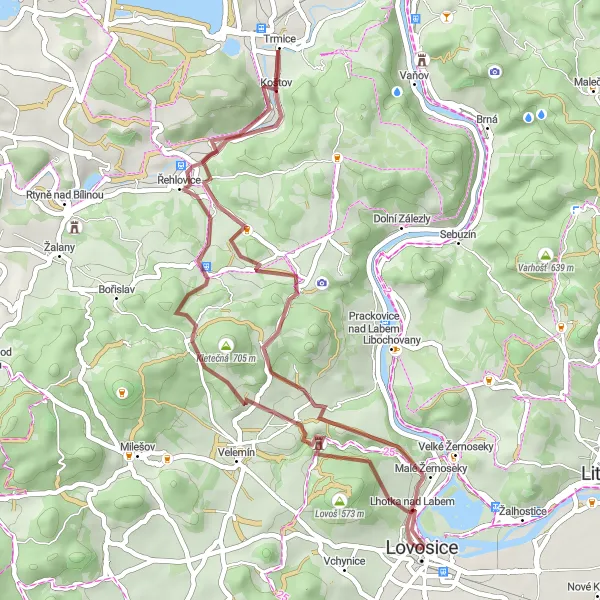 Map miniature of "Hadí vrch and Oparno Gravel Trail" cycling inspiration in Severozápad, Czech Republic. Generated by Tarmacs.app cycling route planner