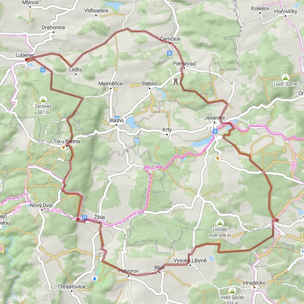 Karten-Miniaturansicht der Radinspiration "Rund um Svatý Hubert" in Severozápad, Czech Republic. Erstellt vom Tarmacs.app-Routenplaner für Radtouren