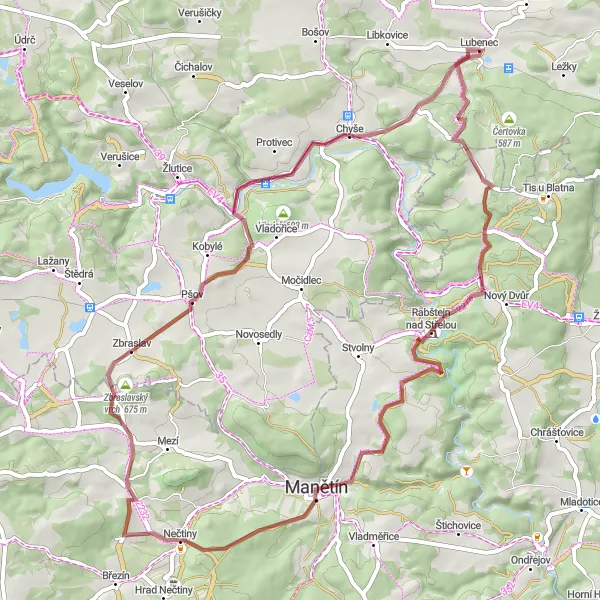 Karten-Miniaturansicht der Radinspiration "Entdeckungsreise um Manětín" in Severozápad, Czech Republic. Erstellt vom Tarmacs.app-Routenplaner für Radtouren
