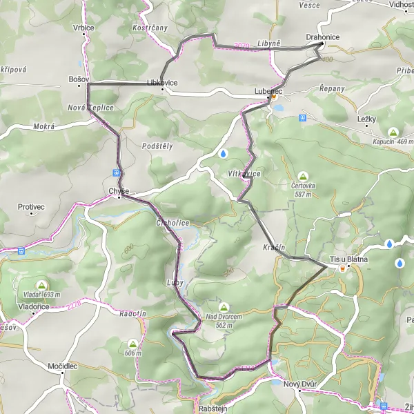 Miniaturní mapa "Kolem okolí Lubence" inspirace pro cyklisty v oblasti Severozápad, Czech Republic. Vytvořeno pomocí plánovače tras Tarmacs.app