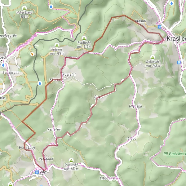Miniatura mapy "Wycieczka w okolicach Horní Luby" - trasy rowerowej w Severozápad, Czech Republic. Wygenerowane przez planer tras rowerowych Tarmacs.app