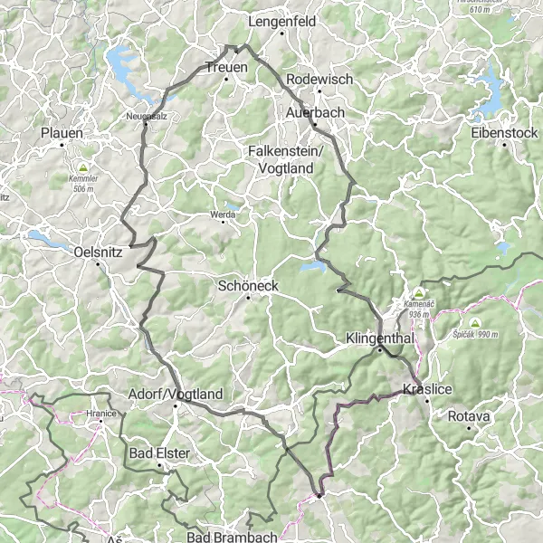 Karten-Miniaturansicht der Radinspiration "Road-Tour durch malerische Landschaften" in Severozápad, Czech Republic. Erstellt vom Tarmacs.app-Routenplaner für Radtouren